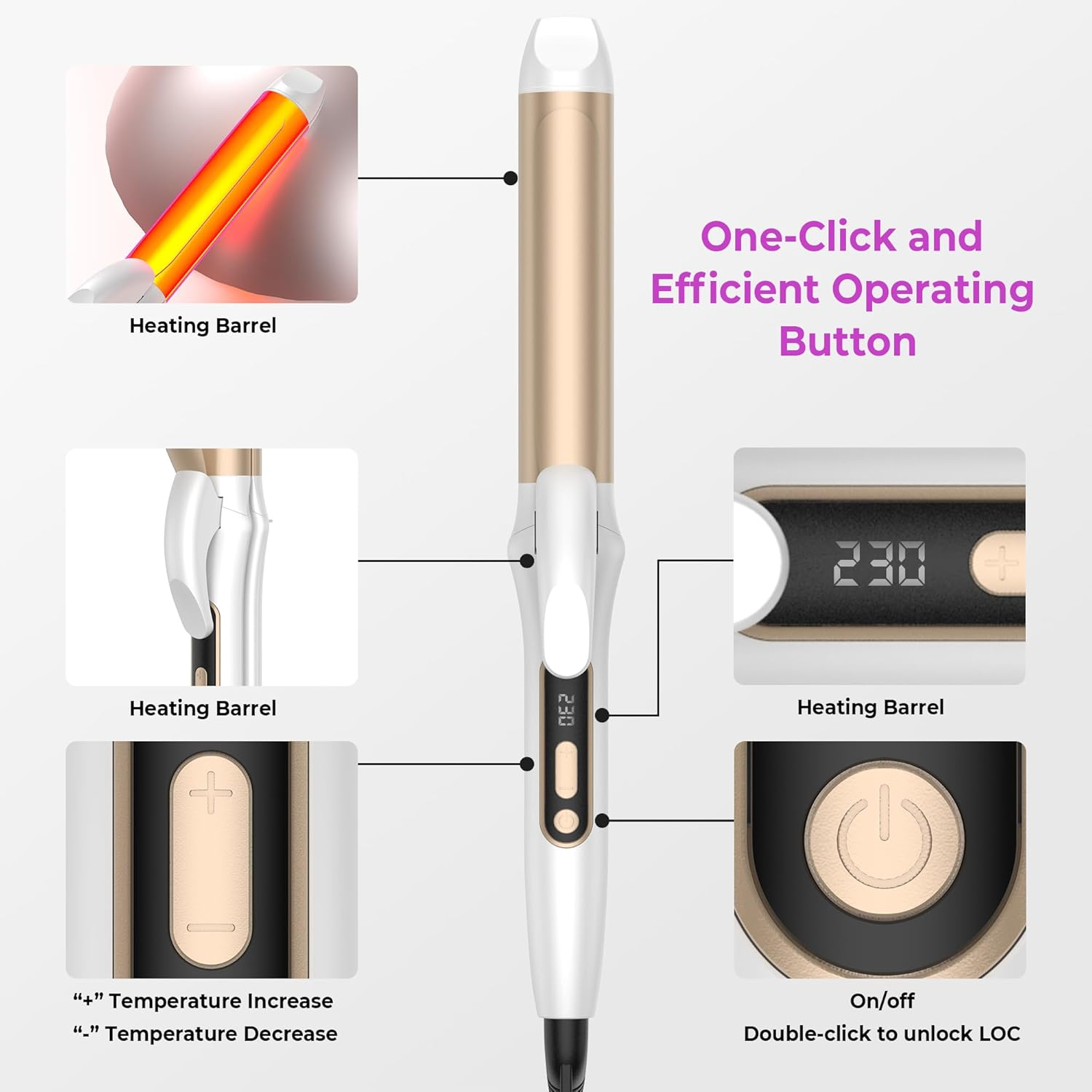 UMIGA 2-In-1 Straightener and Curling Iron Combines Curls and Smooth Hair in One Device, 32Mm Ion Ceramic Curling Iron, 12-Stage Temperature Display with Digital Display, Two Functions image number 1