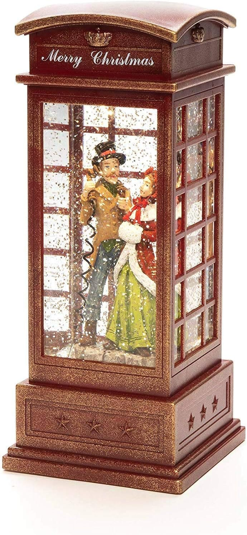 Konstsmide Lantern : Santa in Red Telephone Box, Water Filled : Battery Operated & Timer : 4363-550