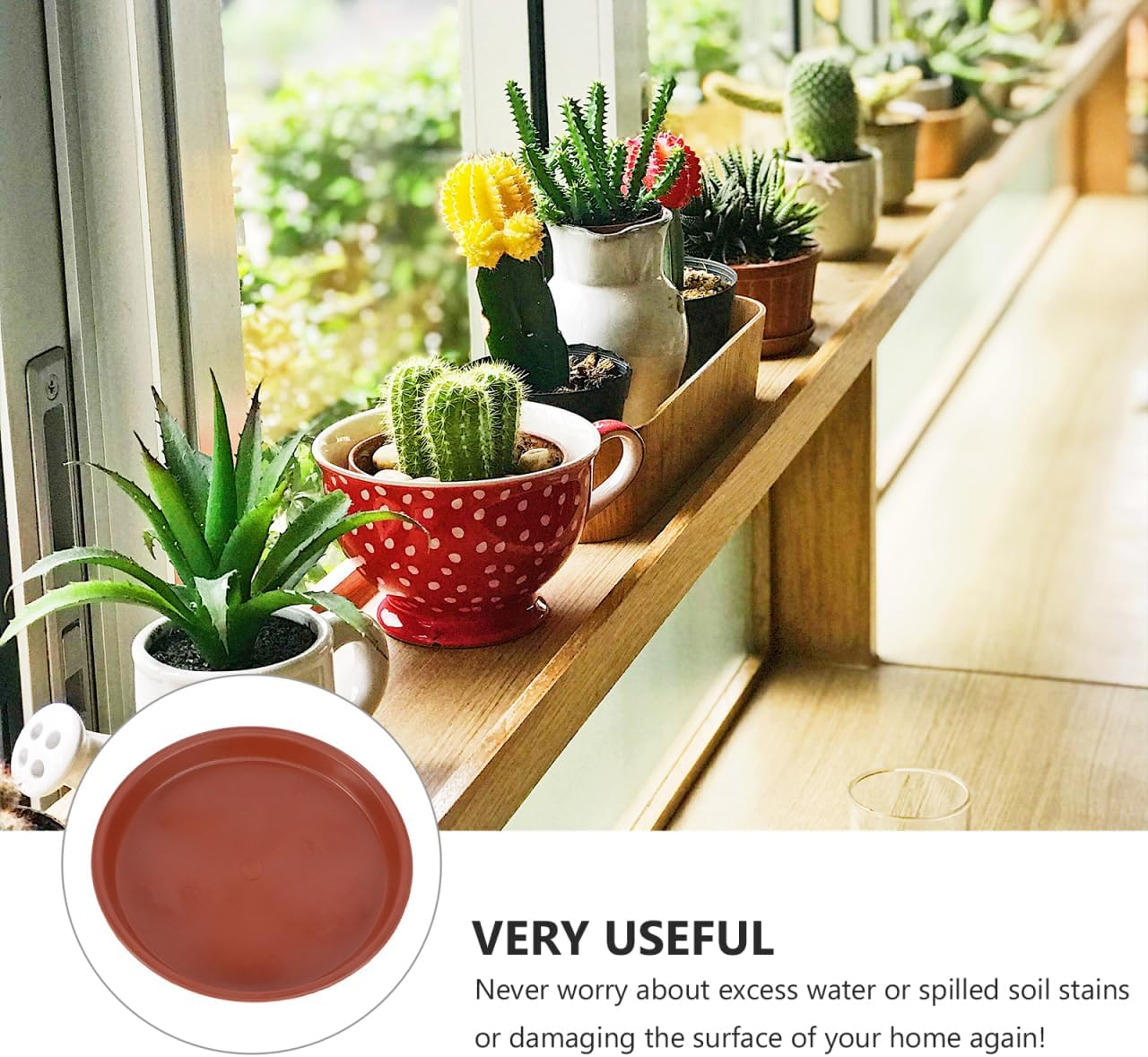 Alasum 10Pcs Red Plastic Flower Pot Trays Heat-Resistant Plant Saucers Non-Slip Base for Indoor Outdoor Garden Succulents Protect Surfaces image number 5