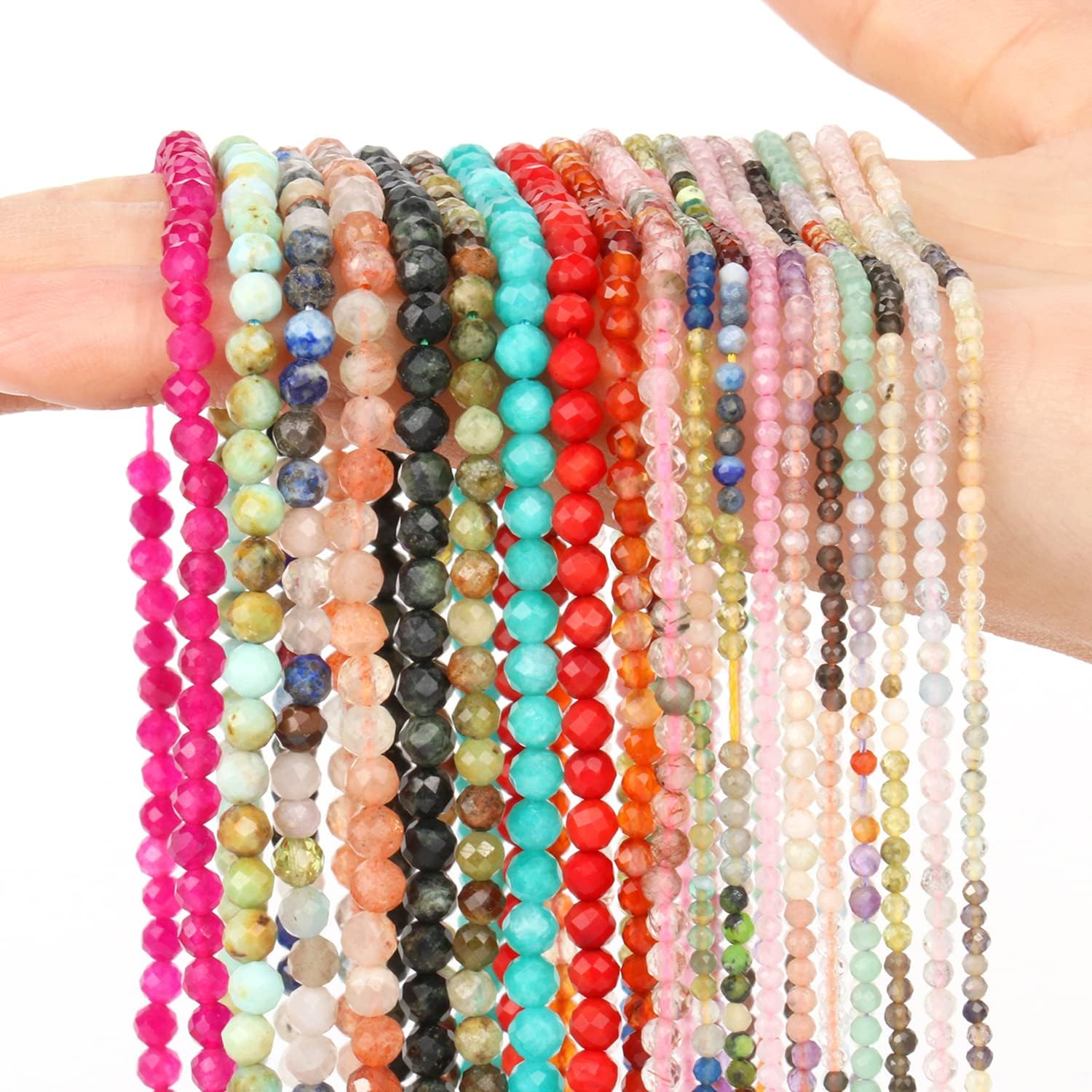 Natural Stone Faceted Small Waist Bead Tiny Loose Spacer Bead for Jewelry DIY Making Bracelets image number 3