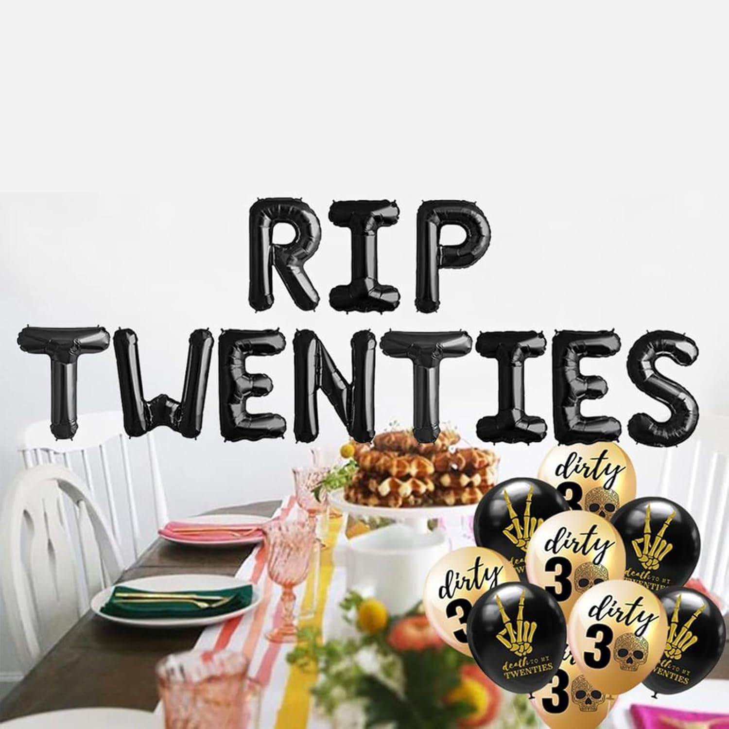RIP TWENTIES Balloons, Black RIP TWENTIES 30Th Balloons Banner Birthday Party Supplies for Death to My 20S RIP Twenties RIP Funny 30Th Birthday Decorations image number 5