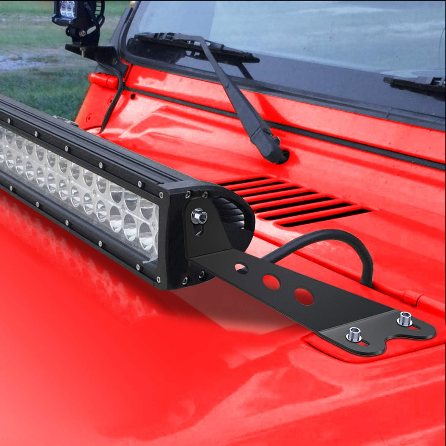 Nilight 2PCS Hood Mounting Brackets for 20&Acirc;&euro; LED Light Bar on Jeep Wrangler JK 2007-2017 (90040B) image number 2