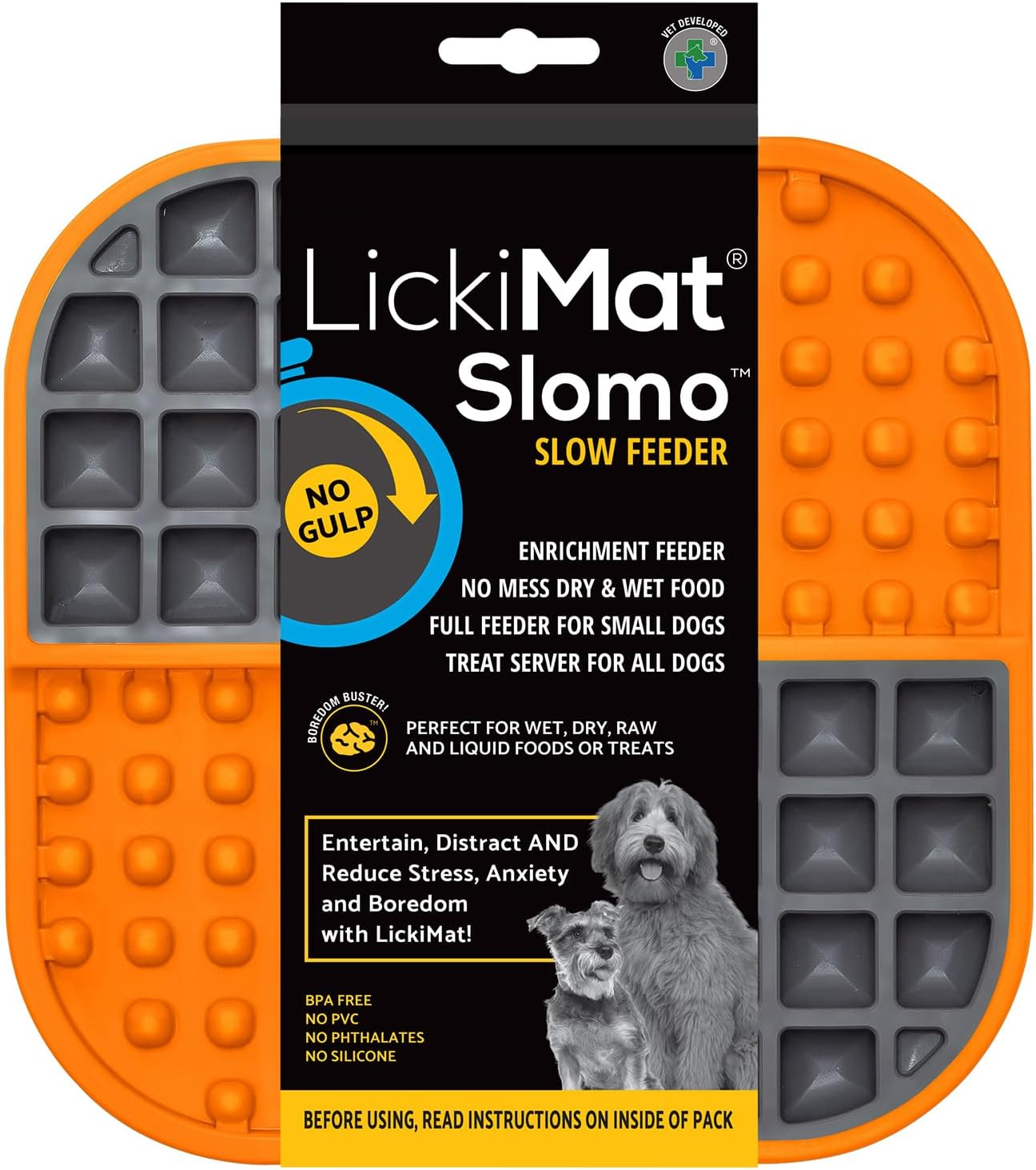 Lickimat Slomo, Original Dog Slow Feeder, Licking Mat and Alternative to Puzzle Feeder. Great Boredom Buster for Dogs (Purple)