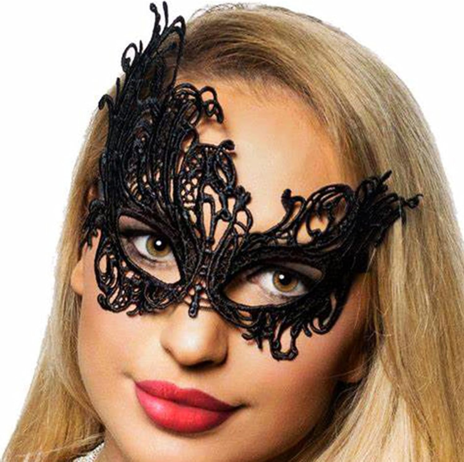 Lace Masquerade Masks,Venetian Women Mask Halloween Costume Mask for Mardi Gras Prom Ball Mask Adjustable Ribbons