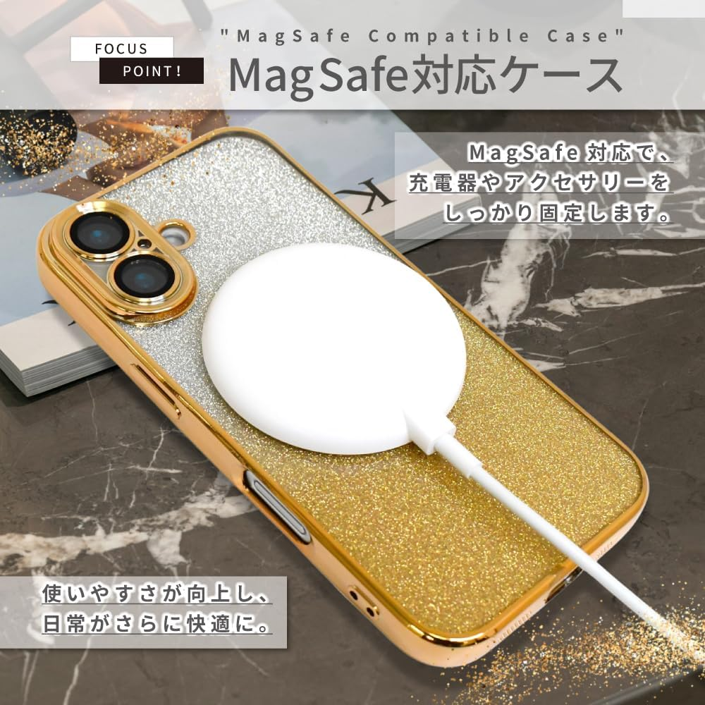 Sizkawil Re Iphone 16E Case, Magsafe Compatible, Sparkling, Lens Protection Cover, Wireless Charging, Shockproof, Hybrid 6, Smartphone Case, Pack of 1, Glitter Dark Purple image number 5