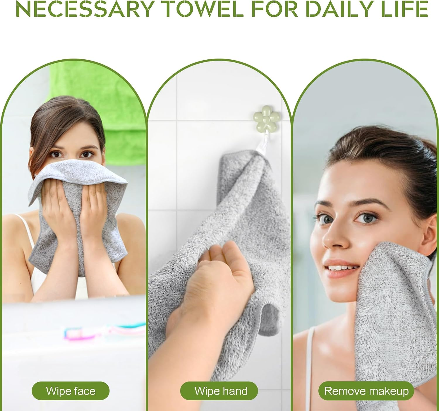 SINLAND 6 Pack Microfiber Face Towels Ultra Soft Bamboo Charcoal Facial Washcloths Reusable Makeup Remover Cloths Face Cloth for Bath 12Inch X 12Inch image number 2