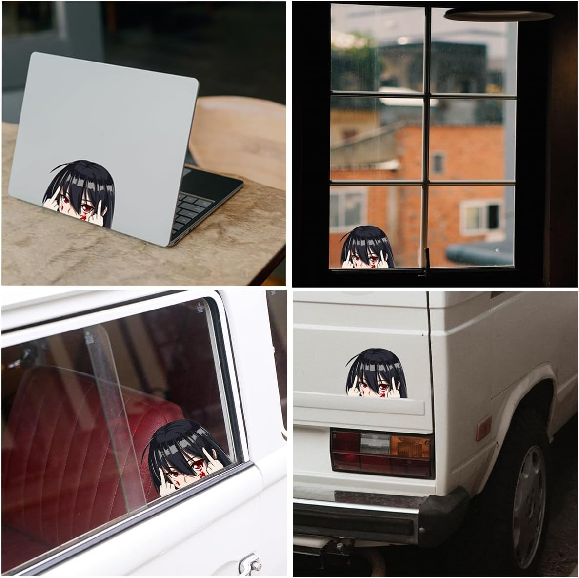 YUNEX 5.1 Inch Anime Akame Car Decals Peeking Creative Vinyl Stickers for Bumper Window Laptop Motorcycle Luggage Waterproof