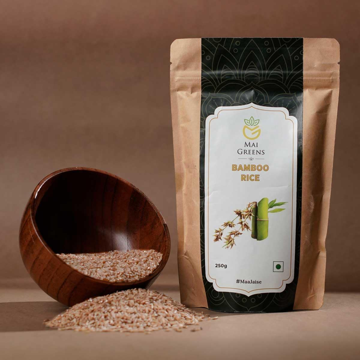 Maigreens Bamboo Rice - 250G | Kerala Wayanad Forest Wild Bamboo Rice | Mulayari | Moongil Arisi | Brown Small Grain, Raw | Unpolished image number 3