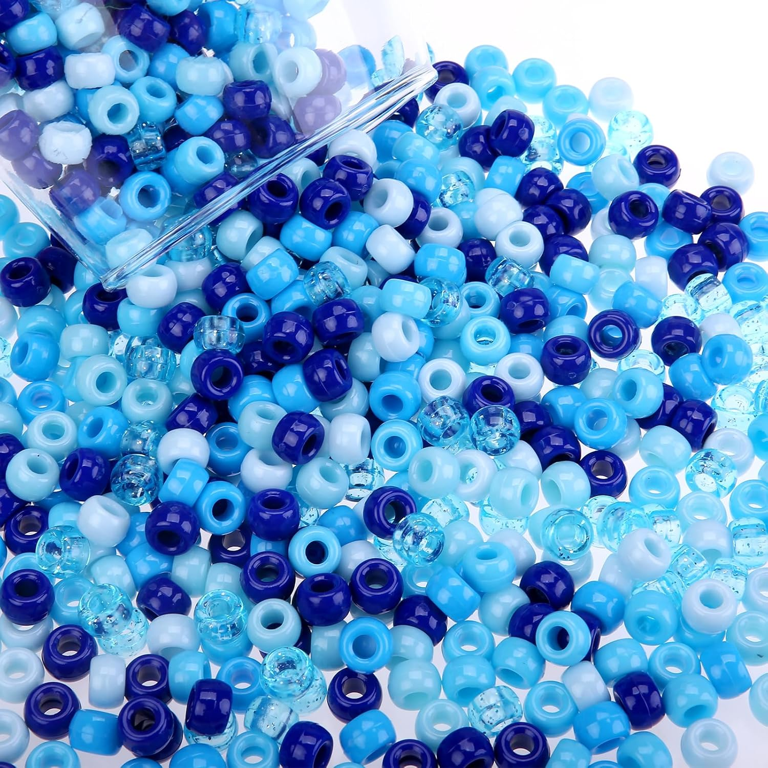 1000PCS Blue Pony Beads, Royal Blue Beads for Bracelets Hair Beads for Braids Kandi Beads Assorted Opaque round Plastic Beads for DIY Crafts Home Decor Hanukkah Decorations