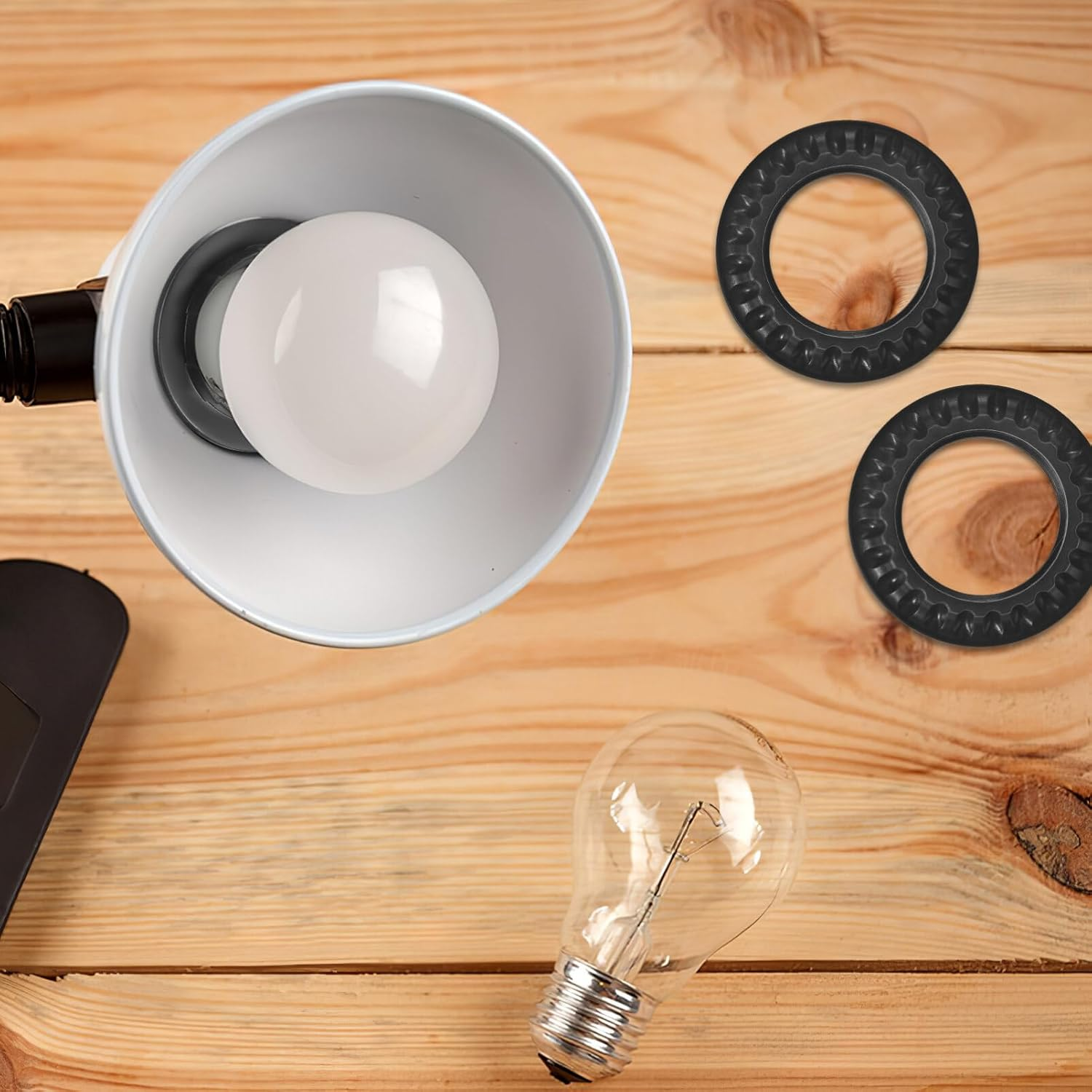 Housoutil Lamp Holder Fixing Rings 4 Pack E27 E26 Light Socket Collar Rings Replacement Parts for Pendant Table Floor Lamps Quick Installation and Heat Resistant image number 6