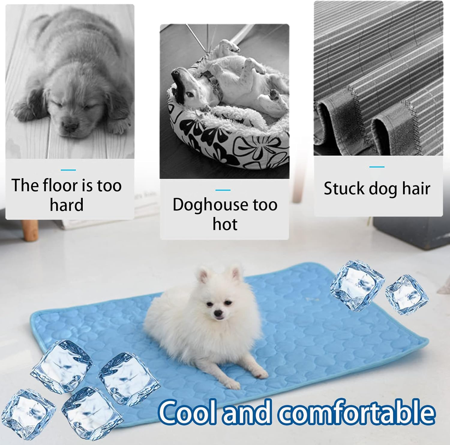 DKDDSSS 3PCS Dog Cooling Mat, Pet Cooling Mat for Dogs, Easy-Fold Durable Washable, Keep Pets Cool in Hot Summer, for Kittens Cats Puppy Sleeping, for Kennel Crate Home Travel image number 2
