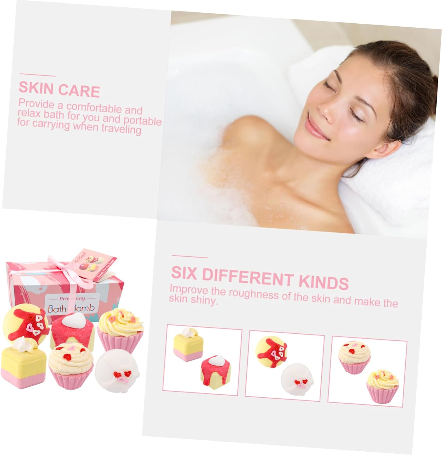 Outanaya 6Pcs Natural Creative Cake Shape Bath Salt for Spa Relaxation Aromatherapy Shower for Women and Boys and Girls Nourishing Fatigue image number 5