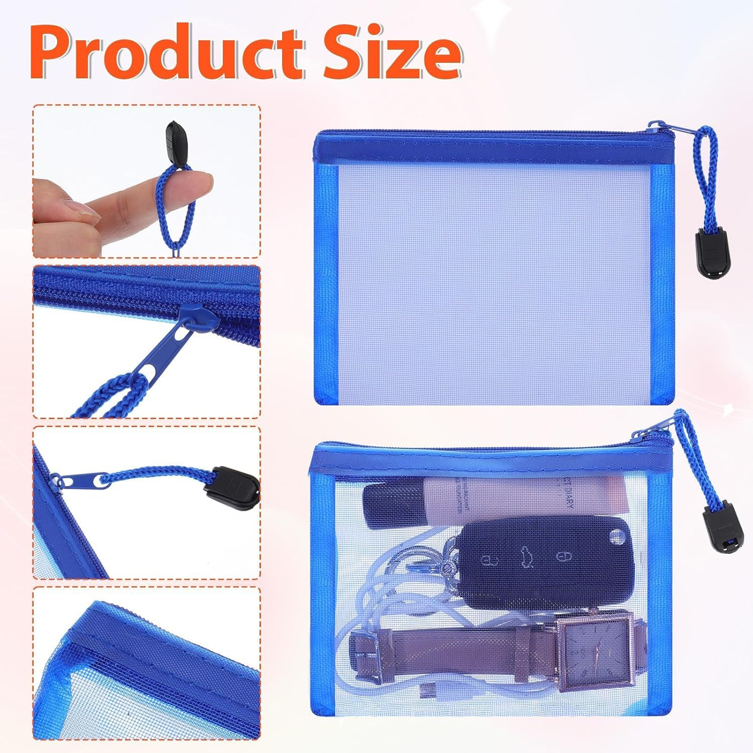 Fokmuaex 18 Pcs 12X10Cm Mini Reusable Nylon Mesh Zipper Bags - Sturdy Zipper Pouch Organizer for Travel, Office & Daily Use - Perfect for Makeup image number 4