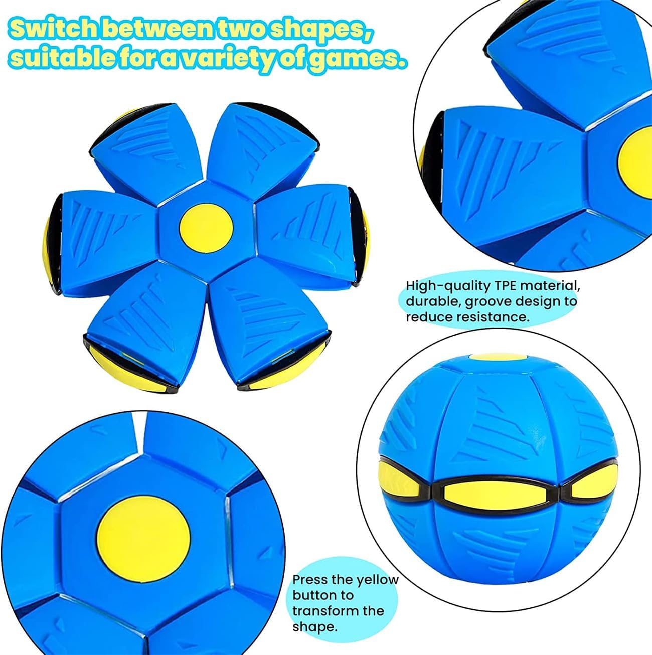 Pet Toy Flying Saucer Ball for Dogs, Portable Flying Saucer Toys, Stomp Magic Ball, Magic Creative Decompression Balls for Pet - Red image number 6