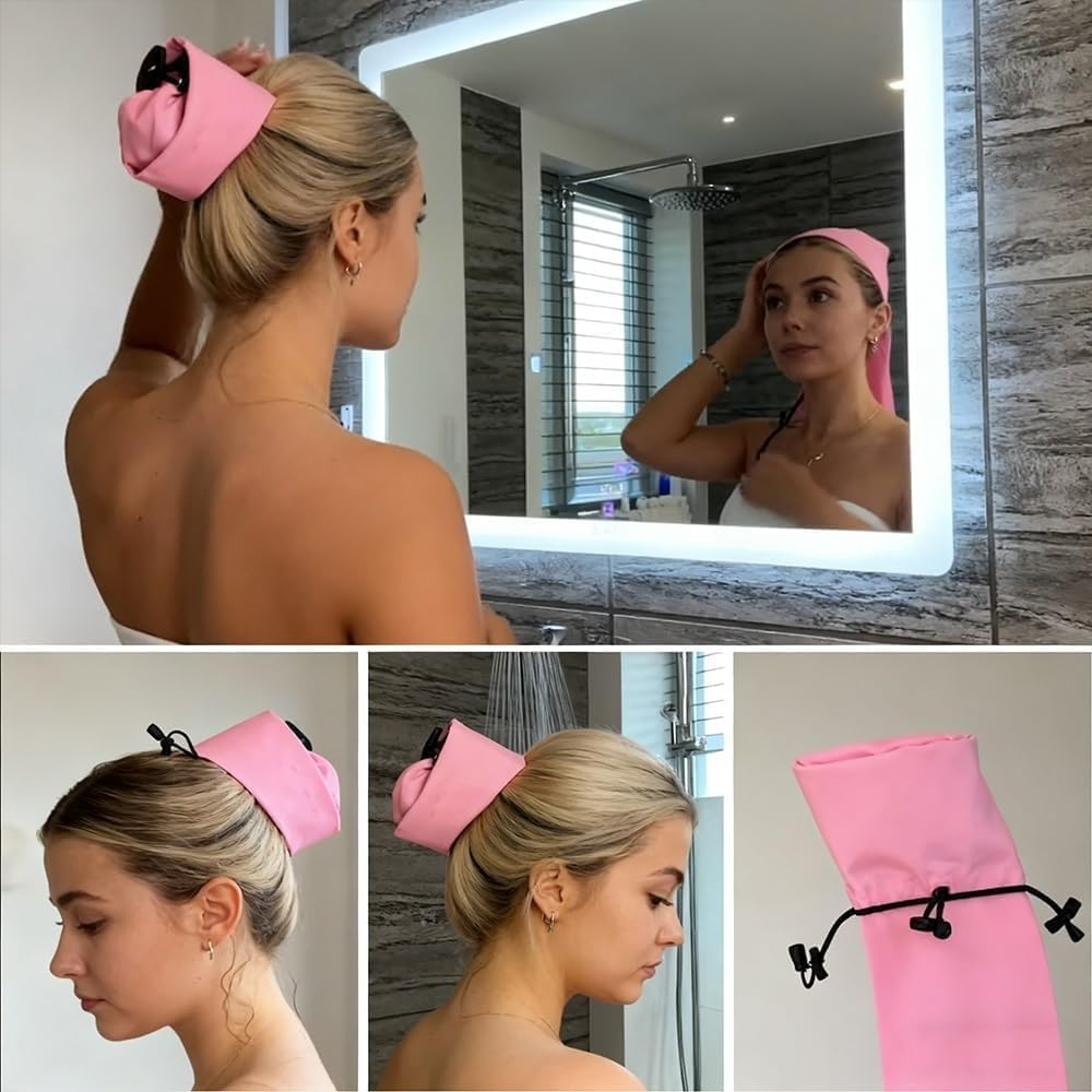 Liyquint 1 Pcs Waterproof Hair Sleeve & Adjustable Ponytail Shower Cap, Reusable Swim Cap to Protect Hairstyles for Long Hair, Quick Root Refresh, Keep Hair Dry in Bath Shower Swimming Pool Travel (Black)
