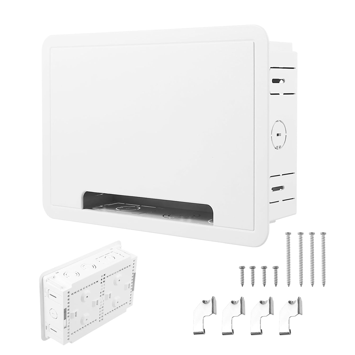 In Wall TV Media Box 9 Inch Recessed Media Box Cable Management Kit Organize Streaming Device Easy Installation for Wall..(White)