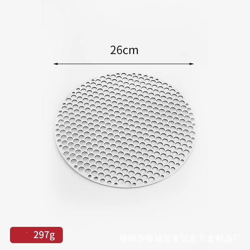 Round Grill Grates, Stainless Steel round Grill Net Steam Mesh Rack, BBQ Mat Carbon Furnace Steam Nets Barbecue Rack for Camping Outdoor Picnic (Silver-26Cm) - Black-28Cm image number 3
