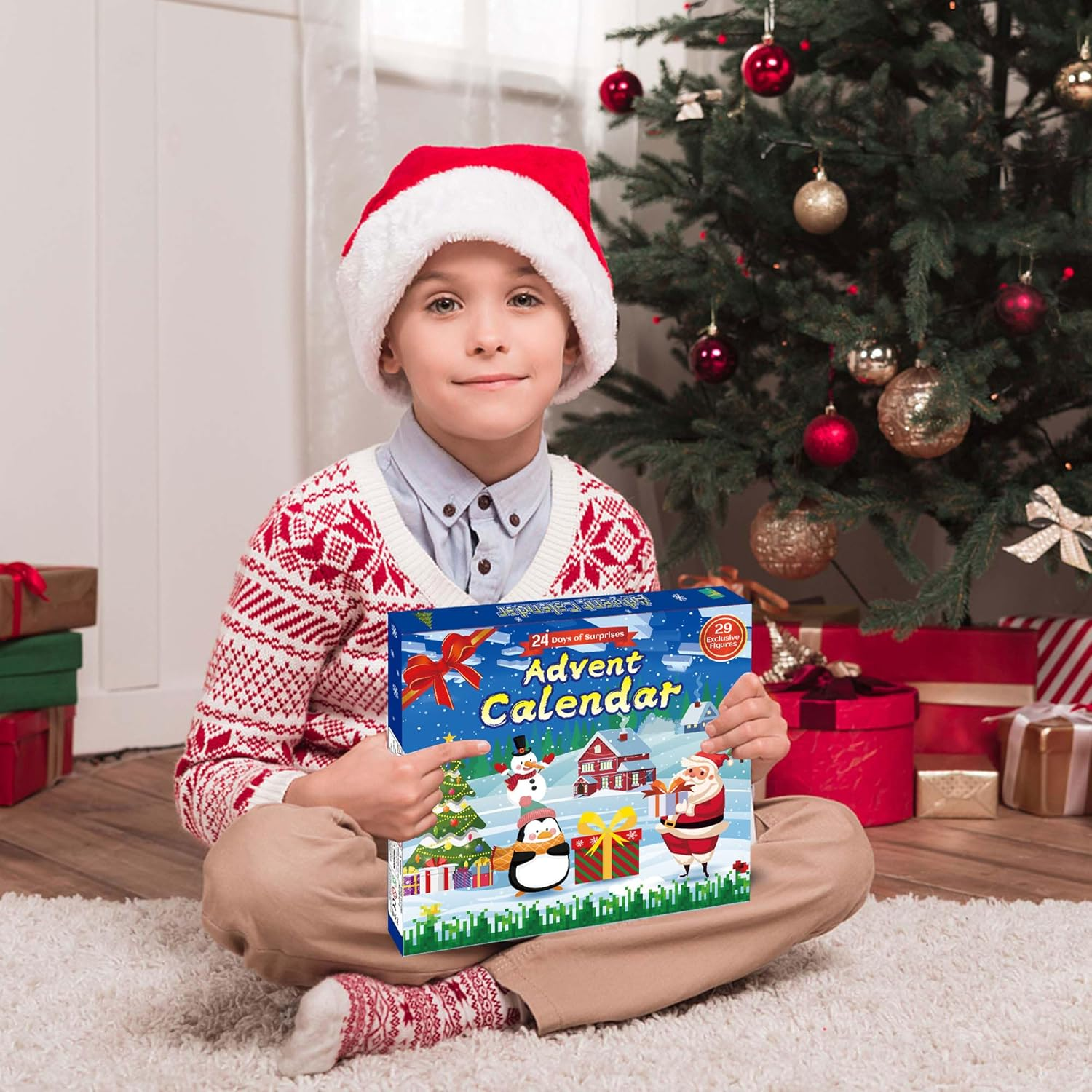 Christmas Advent Calendar 2024 Toys - 24-Days Countdown Calendar Building Kit Including 29 Characters Figures, Surprise Gifts for Kids and Fans