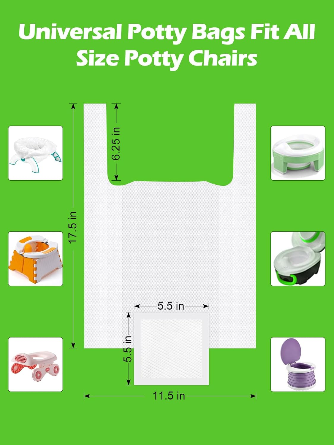 80 Disposable Potty Bags, Potty Liners Compatible with OXO Tot 2-In-1 Go Potty, Potty Refill Bags for Toddler Toilet, Universal Potty Training Bags Fit Most Potty Chairs, Seats, Portable Travel Toilet