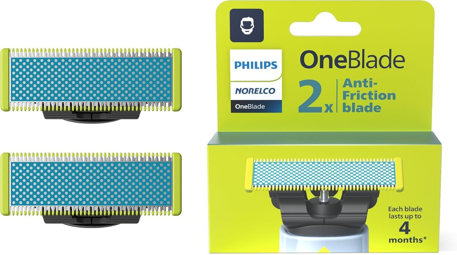 Philips Oneblade First Shave Blades - 2 X Anti-Friction Replacement Blades, Shaving Especially Sensitive Skin on the Face, QP225/50 image number 3