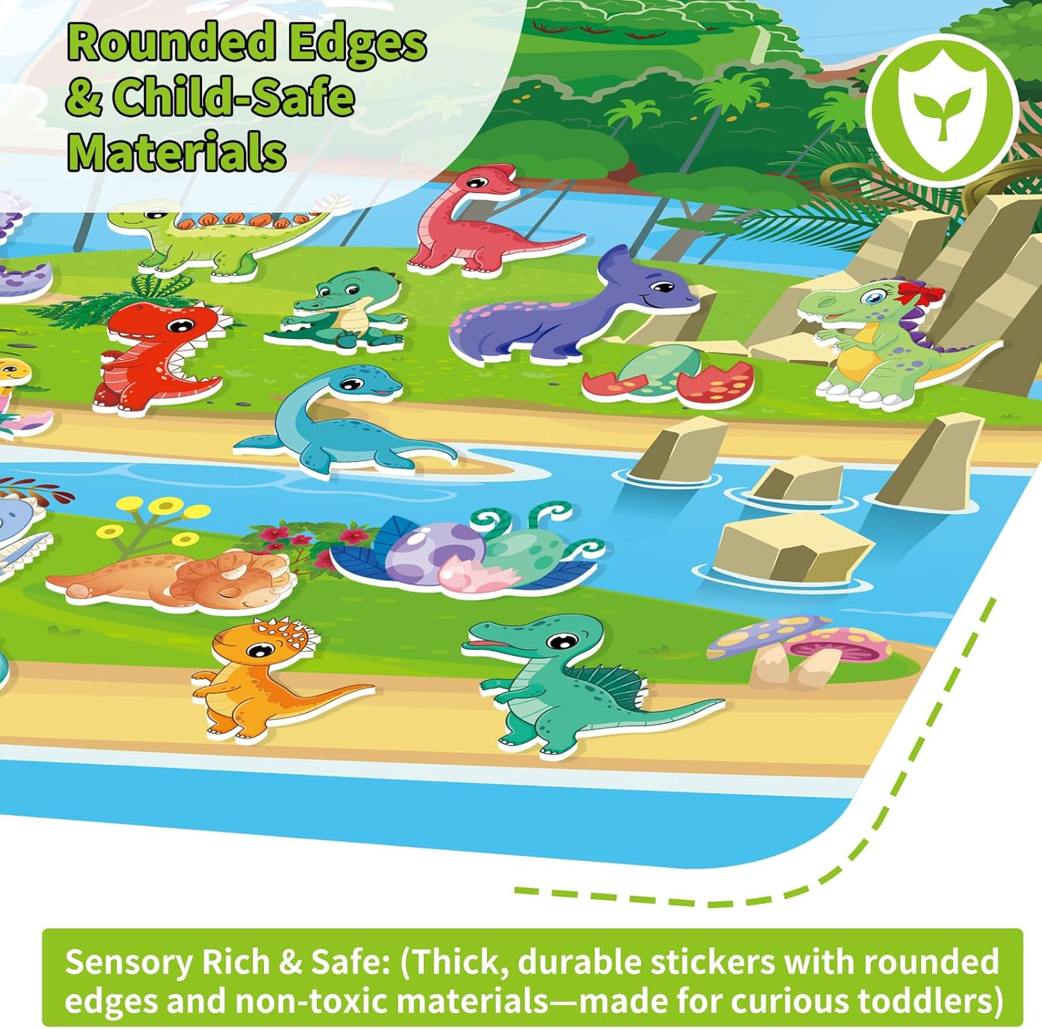 6 Pack Reusable Puffy Sticker Book for Kids 2-4, Reusable Sticker Pad, Includes 6 Themes Dinosaurs,Construction Site, Forest World, Insects, Busy Town, Cute Pet, Sticker for Toddlers 1-3 - Blue image number 5