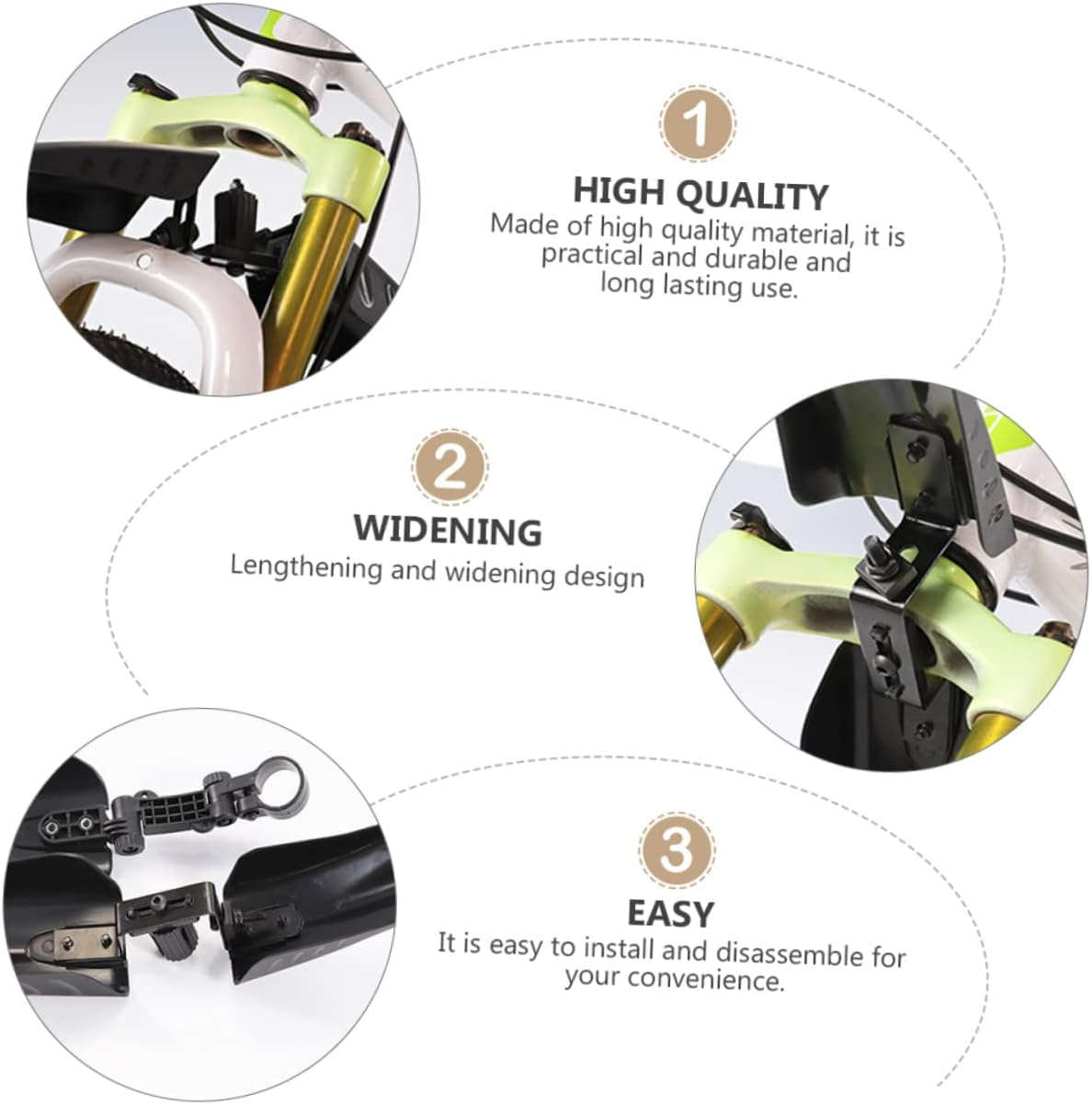 1Pair Black Bike Mudguards Mountain and Road Bike Rainwater Guards Durable Splash Protection for Outdoor Cycling Fit Dirt Board Accessories