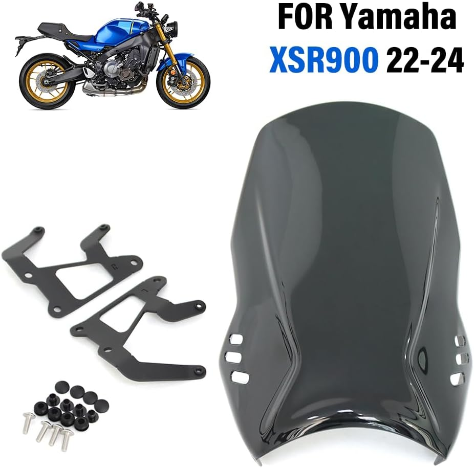 Fit for Yamaha XSR900 XSR 900 2022 2023 2024 Windshield Windscreen Visor Wind Deflector Shield Screen Motorcycle Accessories Headlights Motorcycle(Black)