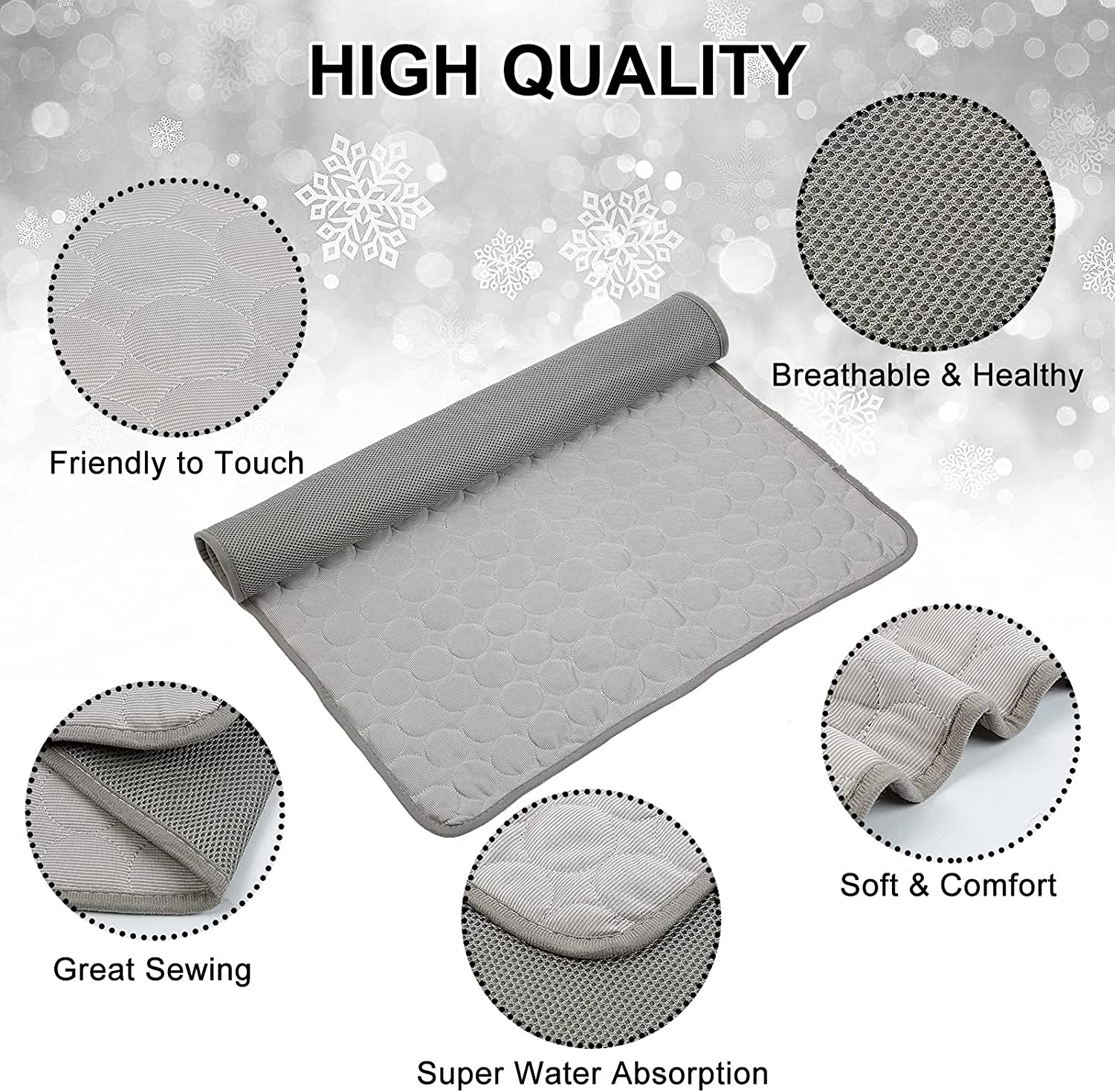 Pet Dog Cooling Bed Mats,Self Cooling Pet Dog Cool Mat Pads for Dogs Cats Indoor and Outdoor (X-Large, Grey) - Blue image number 6