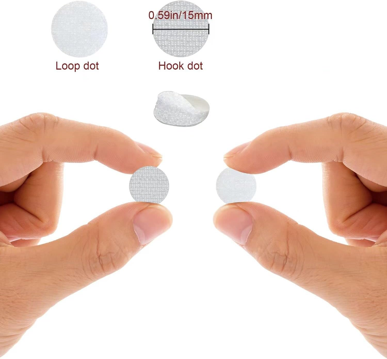 1000 PCS White Hook & Loop Self Adhesive Dots, 15Mm Waterproof Sticky Glue Back Coins Tapes for Home, Office, Classroom and Crafts (500 Pcs Hook & 500 Pcs Loop)