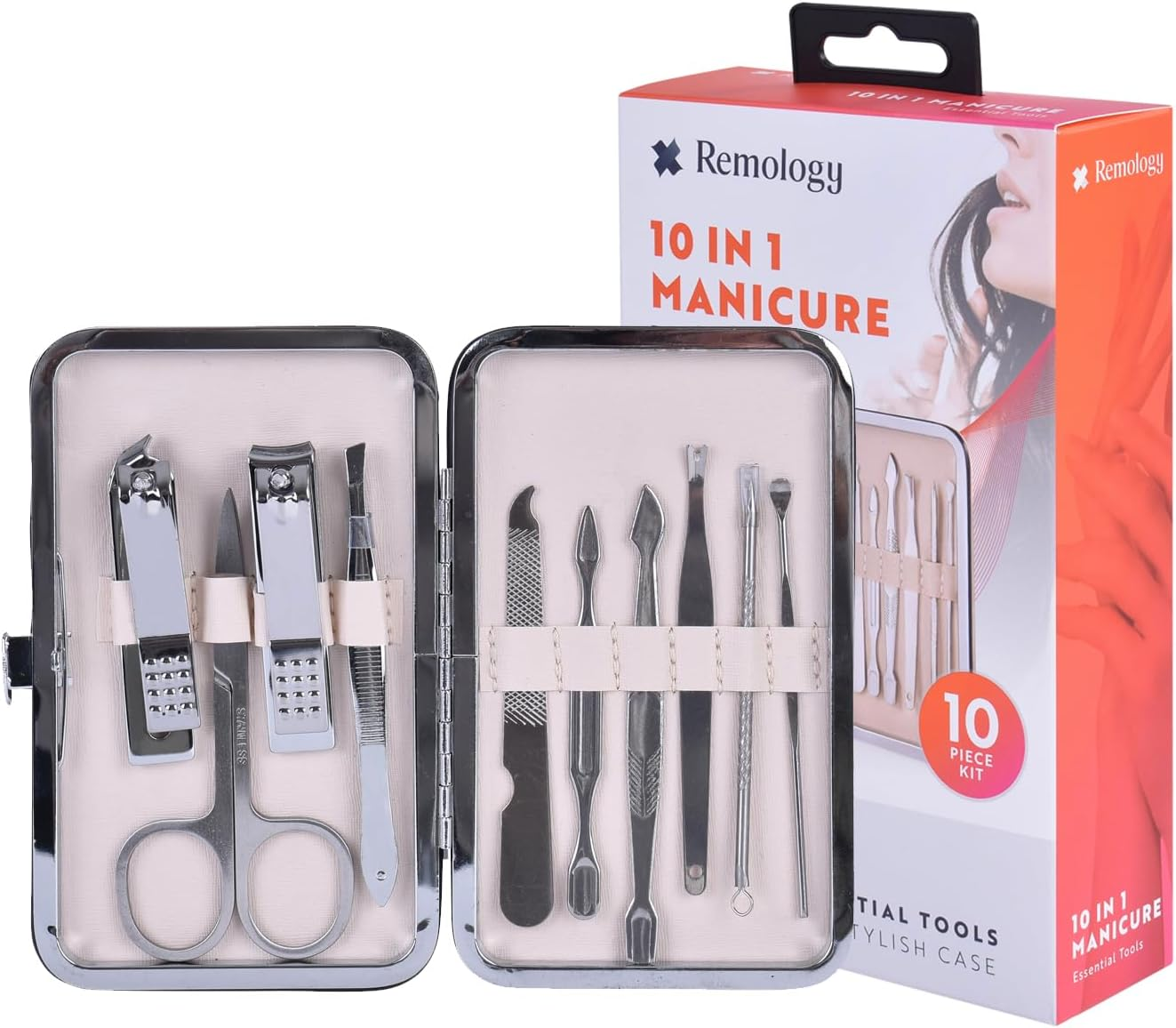 Remology Manicure Set Nail Clipper 10 in 1 Set, Stainless Steel Nail Care Toe Finger Nail Clipper Grooming Tools Personal Care Tools with Portable Travel Case, Manicure Pedicure Tools Grooming Kits,Gifts image number 4