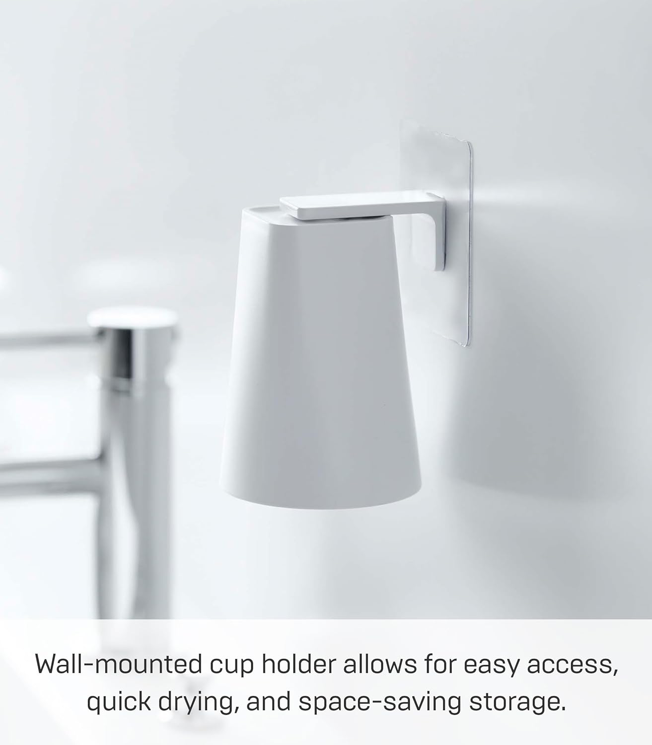 Yamazaki 5487 Tower Cup, White, Minimalist Design, Cup Magnetic Adhesive Hook: ABS Resin/Silicone/Polycarbonate/Pet/Polyurethane, 7 X 7 X 9.5 Cm (L X W X H) - White image number 3