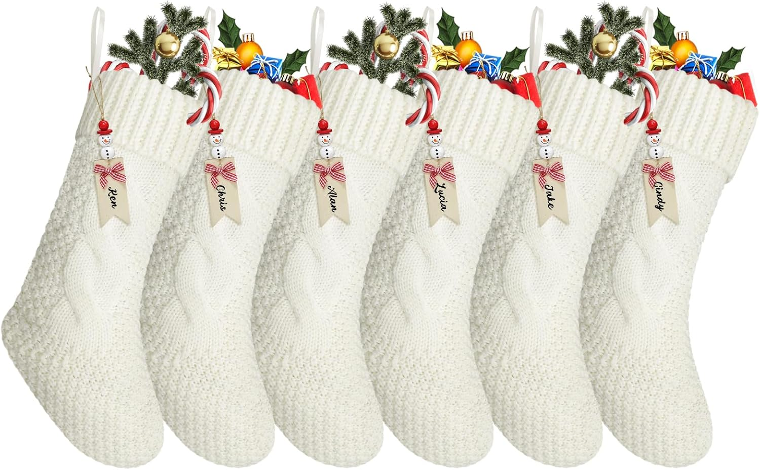 4 Pack Christmas Stocking,18 Inches Classic Deer Xmas Cuff Stockings,Classic Large Stocking Decorations for Family Holiday Season Decor