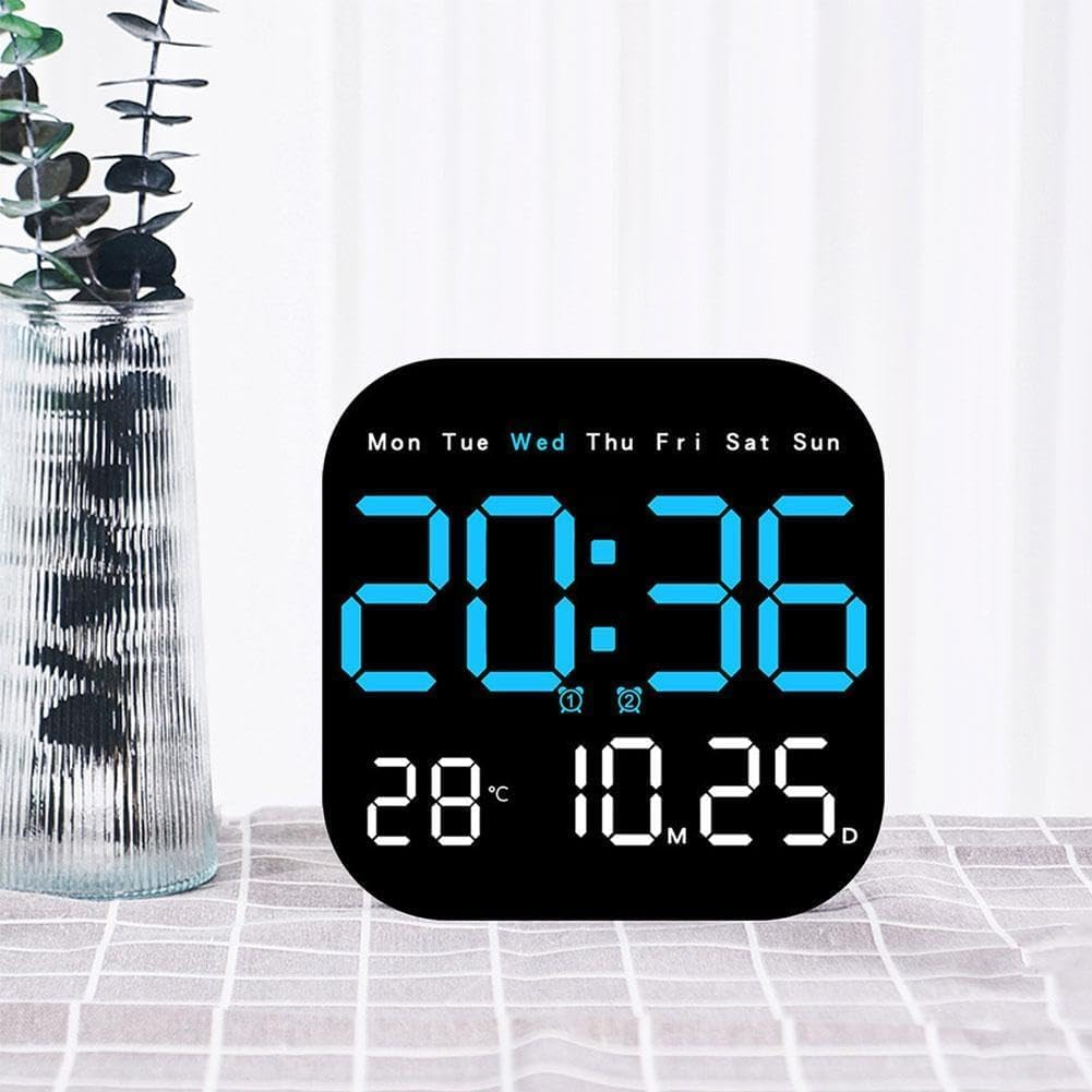 Digital Wall Clock, 9'' LED Digital Clock with Remote Control for Living Room Decoration, Week/Date/Temperature, Auto Brightness, Standing and Hanging for Living Room, Bedroom, Office Decor image number 1