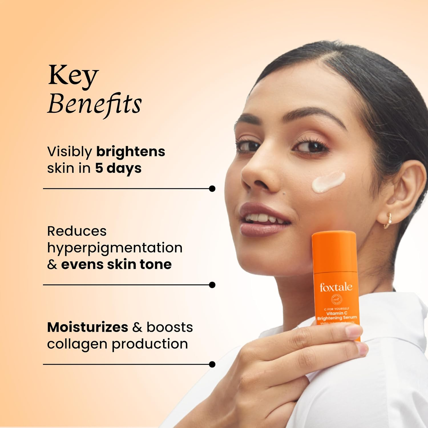 Foxtale 15% Vitamin C Face Serum for Glowing Skin | Pure L-Ascorbic Acid and Vitamin E | Brightening Serum for Dark Spots,Dull Skin,Uneven Skin Tone | All Skin Types | 10 Ml image number 3