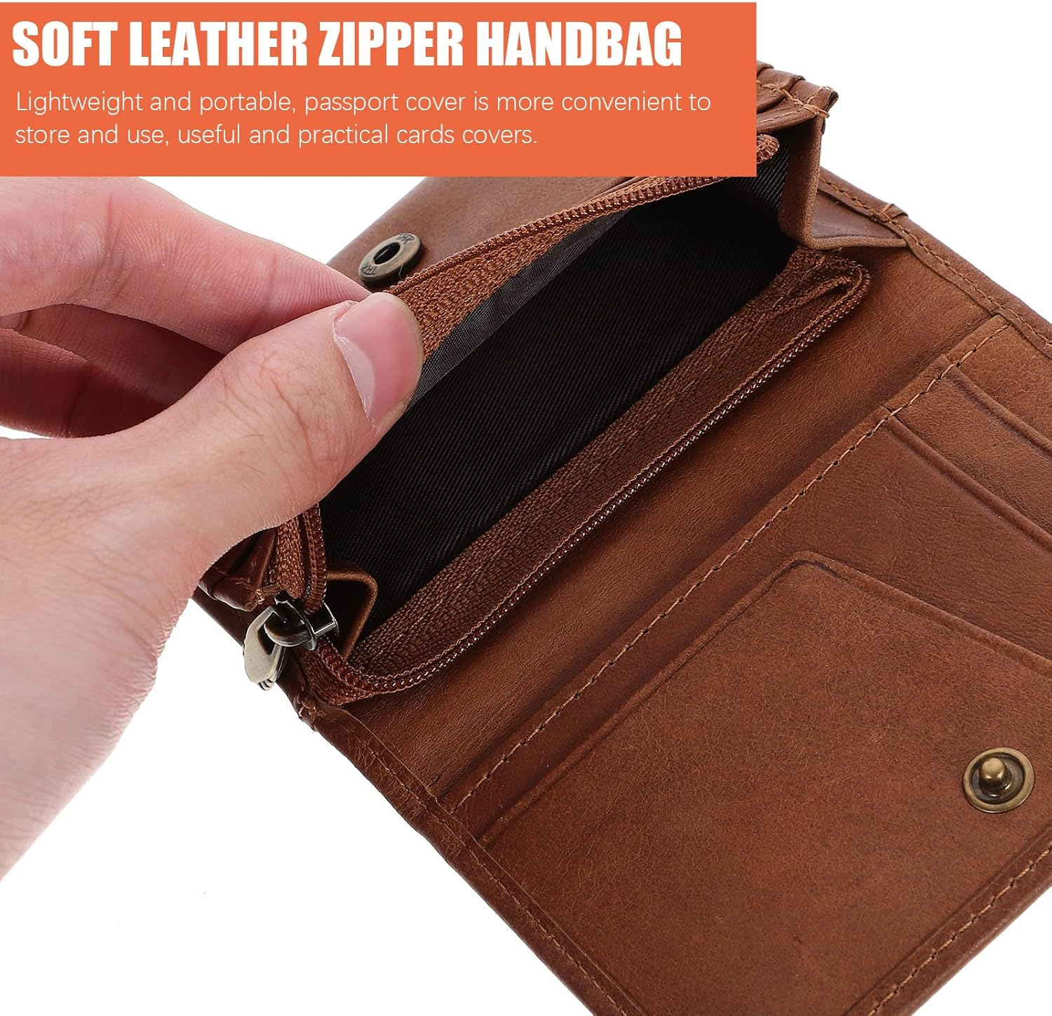 Abaodam Women Wallet Genuine Coin Purse Wristlet Card Holder Portable Credit Card Holder Wallet image number 2