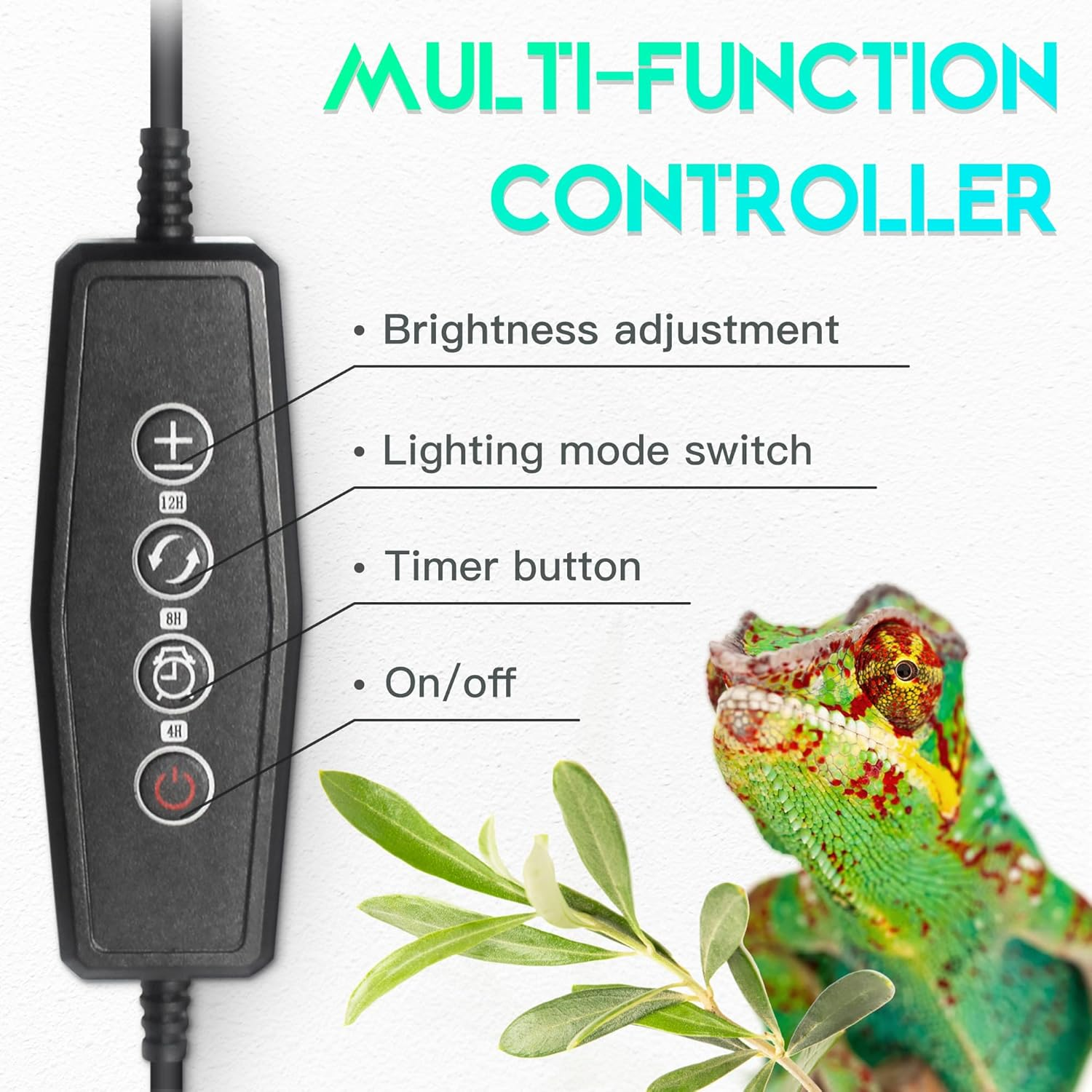 Dimmable LED Reptile UVB Lamp, 8000 Hours UVB Duration for Much Longer Lifespan, Adjustable 4/8/12-Hour Cycles, Suitable for Gecko, Chameleon, and Bearded Dragon, 8W, M Size image number 4