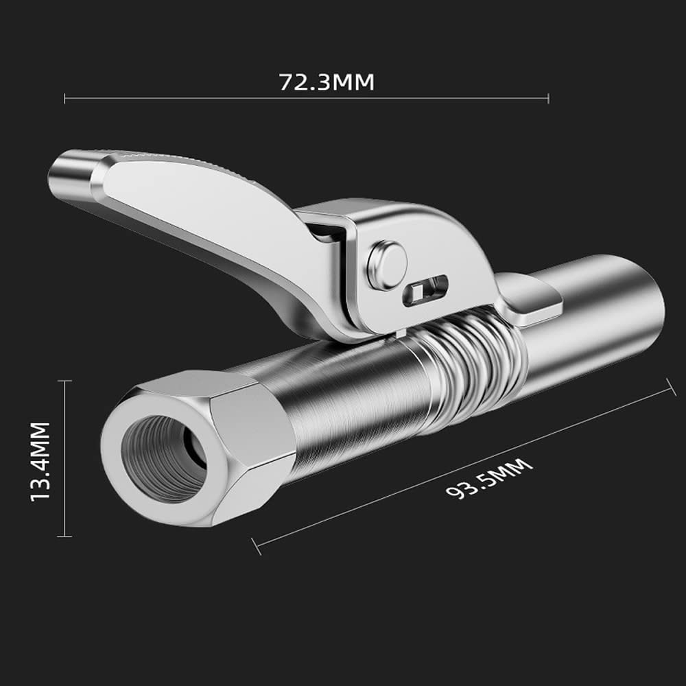 Grease Gun Coupler, 1 Pack High Pressure Grease Nipple Compatible with All Grease Guns 12,000 PSI, Heavy-Duty Quick Lock and Release Grease Coupler, 1/8" NPT Fits All Grease Gun Tips Silver image number 3