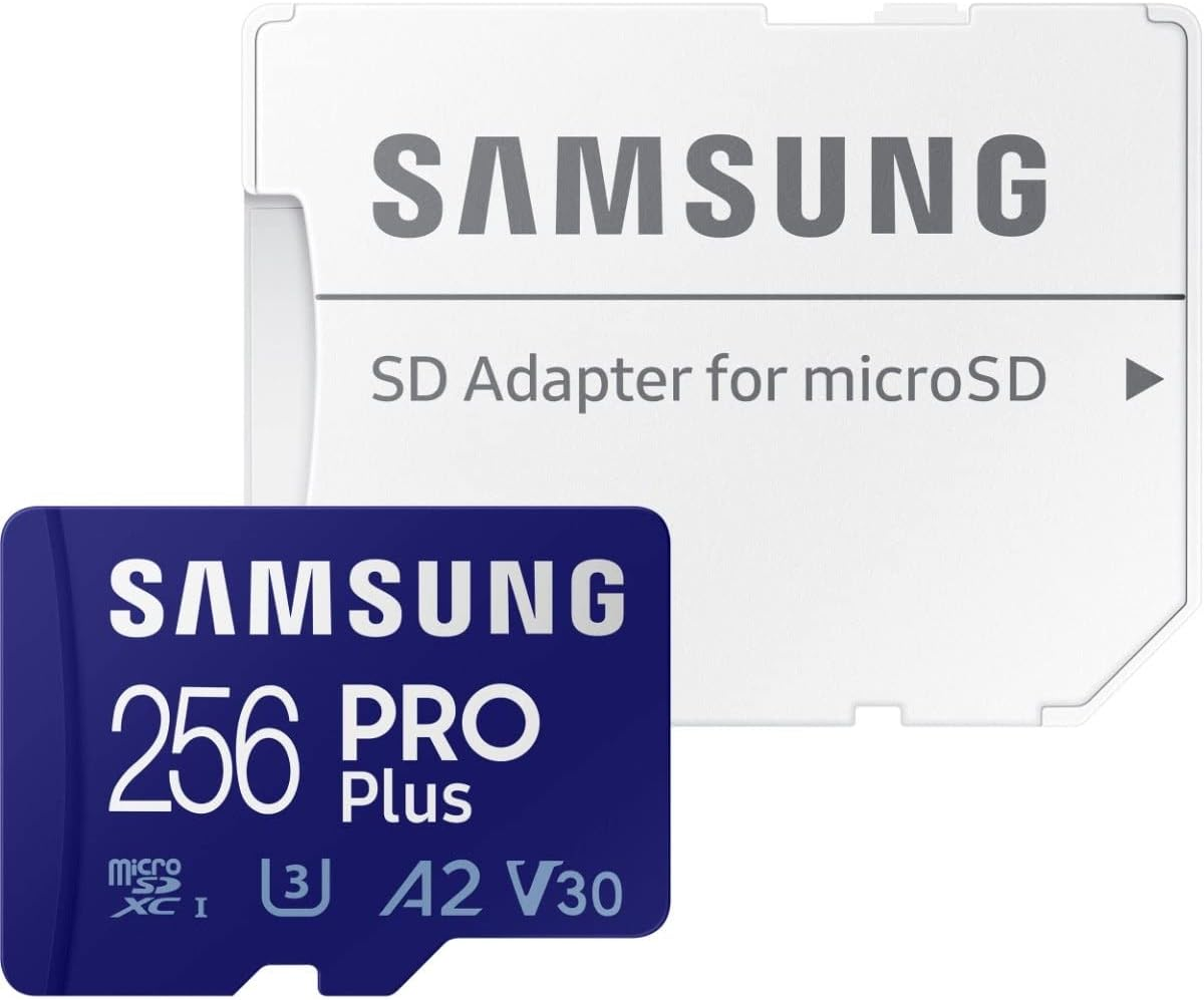 Samsung 256GB PRO plus Micro SD Memory Card/W Adapter, UHS-1 SDR104, Class 10, Grade 3 (U3), Read/Write up to 160Mb/S/120Mb/S image number 1