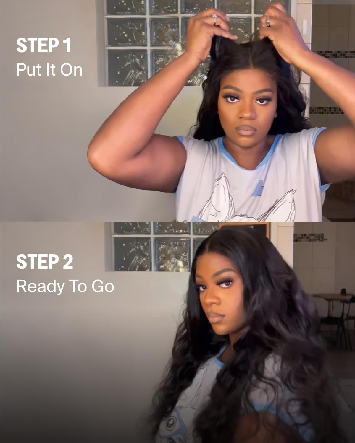 MEGALOOK 210% Density Glueless Wigs Human Hair HD Pre Cut 5X6 Lace Front Wigs Ready to Go Glueless Wig Body Wave Human Hair Wig Real Pre Plucked Bleached Tiny Knots 30 Inch image number 2