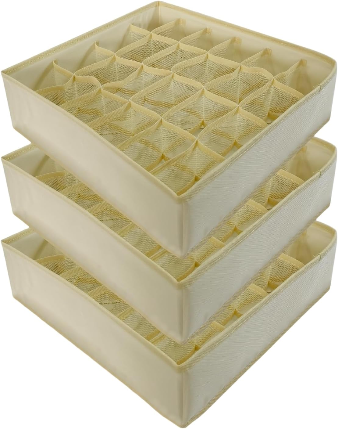 SCIKHEFT 3 Pack Bra Underwear Drawer Organizer Dividers Foldable Dresser Closet Organizers and Storage Boxes for Bra, Socks, Underwear, Ties(Grey)