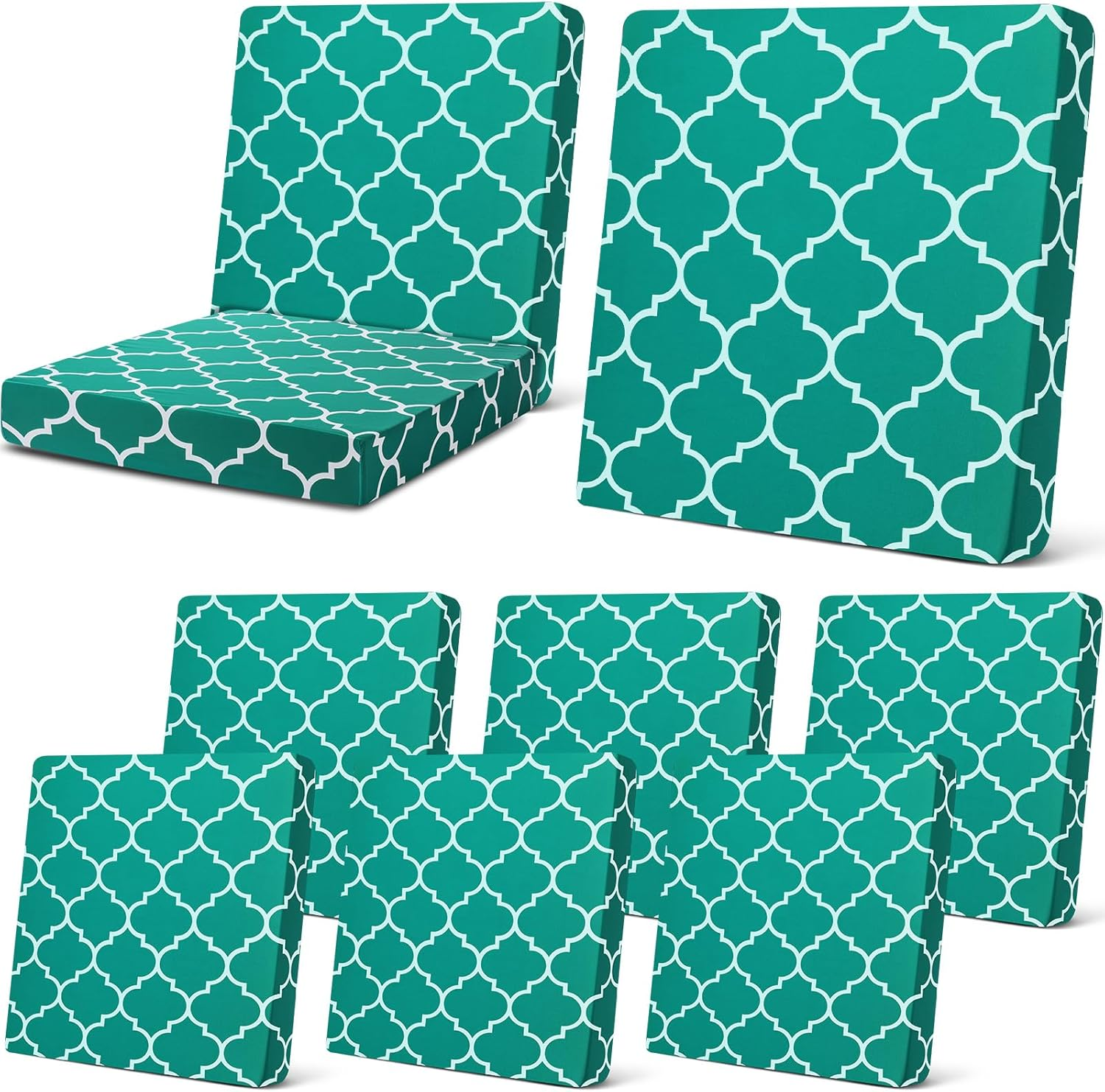 Newwiee 8 Pcs Patio Stretch Sofa Cushion Covers Stripe Outdoor Cushion Covers Replacement Patio Furniture Couch Slipcovers Chair Seat Soft Flexibility Protector(Wine Red)