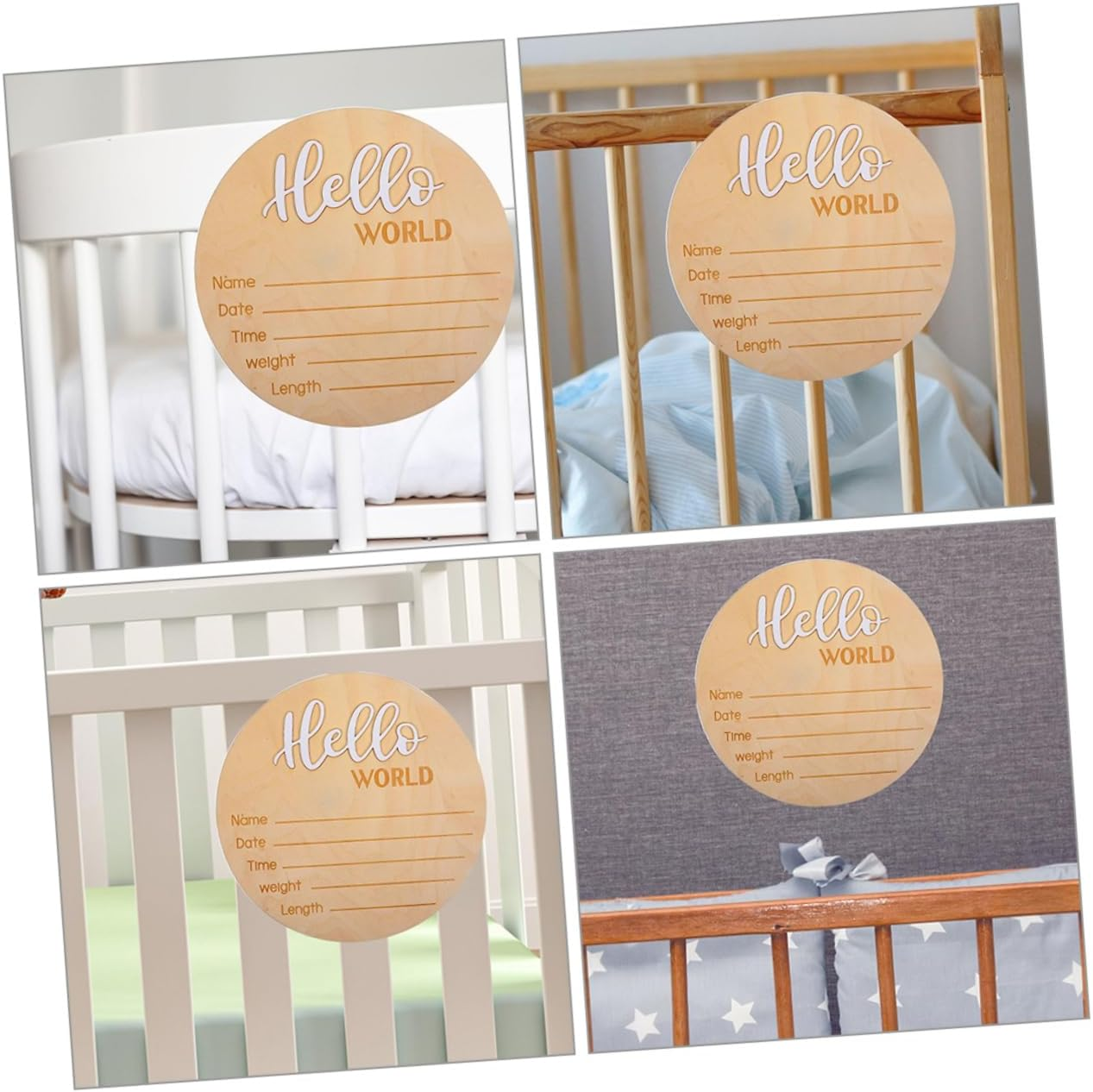 2 Pcs Newborn Name Sign Wooden Birth Announcement Plaque Name Display for Hospital Photo Prop Nursery Decoration image number 2