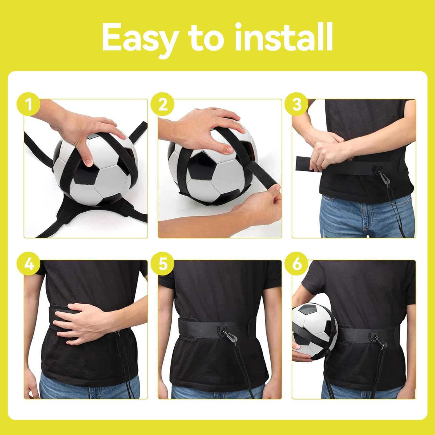 Proxima Direct 2PCS Soccer Training Belt Soccer Practice Trainer Adjustable Football Practice Belt Soccer Kick Train Equipment, Hands Free Fits Ball Size 3/4/5 Kids and Adults (Football NOT Included) image number 1