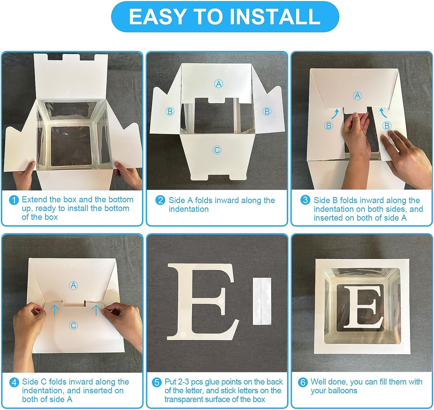 YALLOVE Baby Boxes for 1St Birthday, ONE Letters for Baby Shower Decoration, White Transparent Balloon Gift Box - Silver-One image number 4