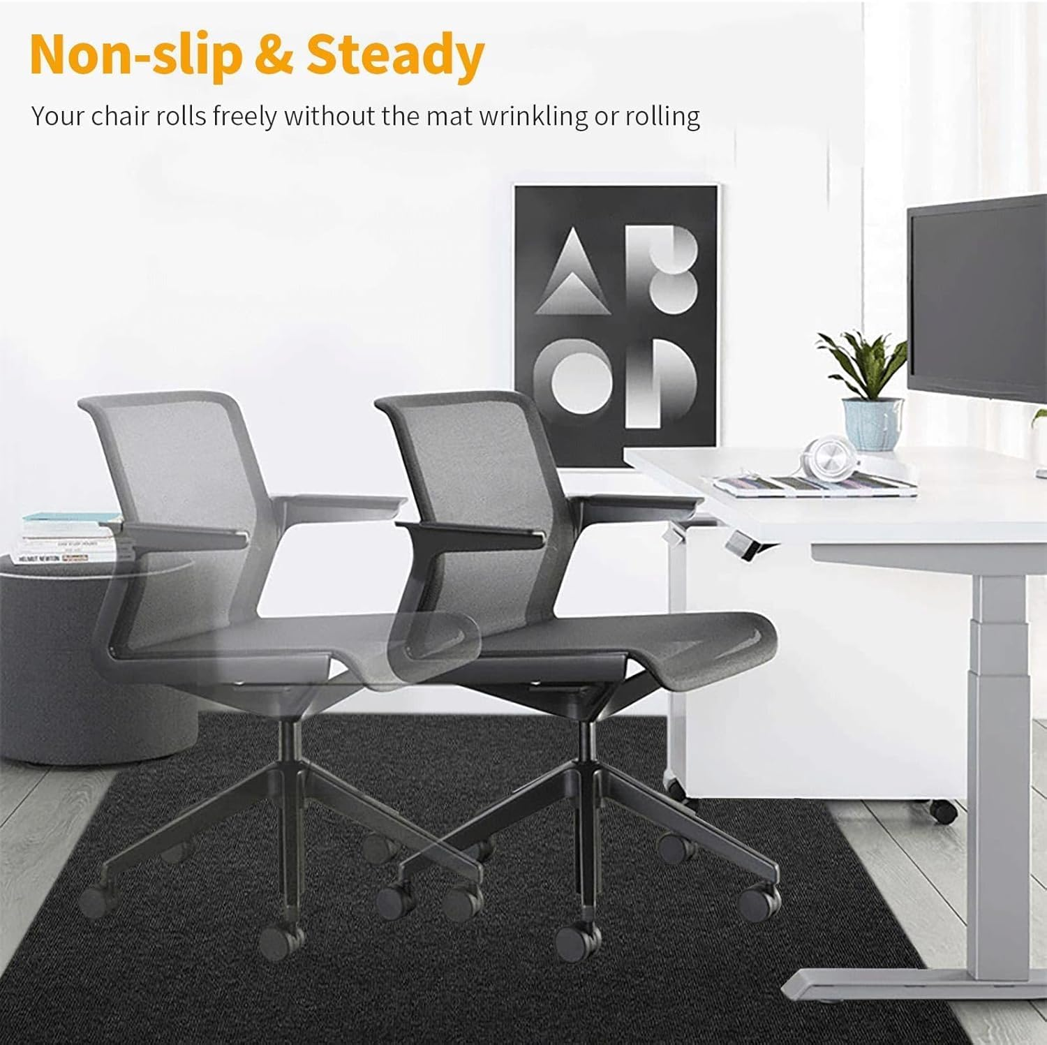 160&times;130Cm Office Chair Mat for Hardwood & Tile Floors &ndash; Anti-Slip, Noise-Reducing, Cuttable, Odorless, Easy-To-Clean Desk Mat for Office, Home & More, Dark Grey image number 6