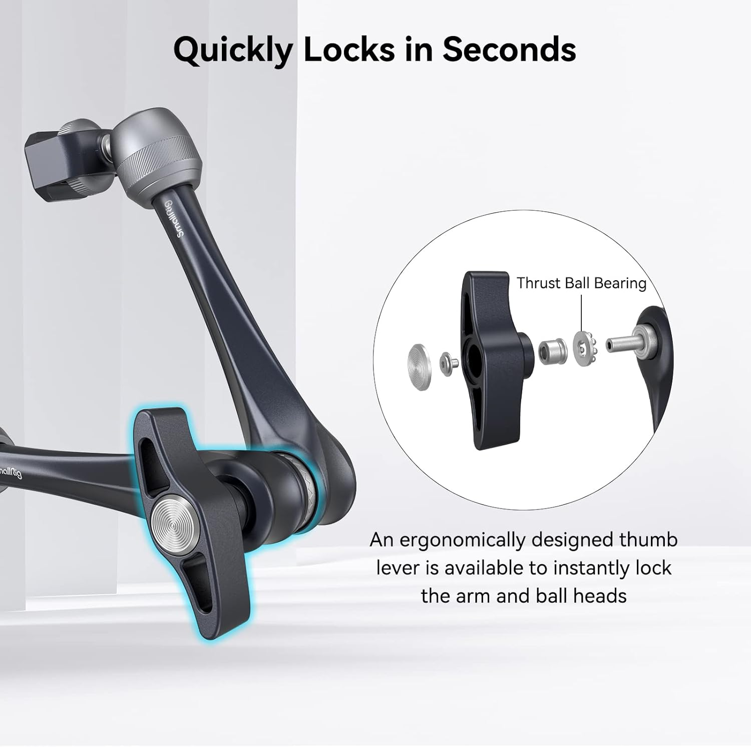 Smallrig Rosette Magic Arm 11 Inch with Ball Head, 1/4"-20 Screws, and Anti-Twist Pins, for Ipads/Monitors/Led Lights/Smartphones/Action Cameras, Max Load Cpacity 3Kg - 3959 image number 1