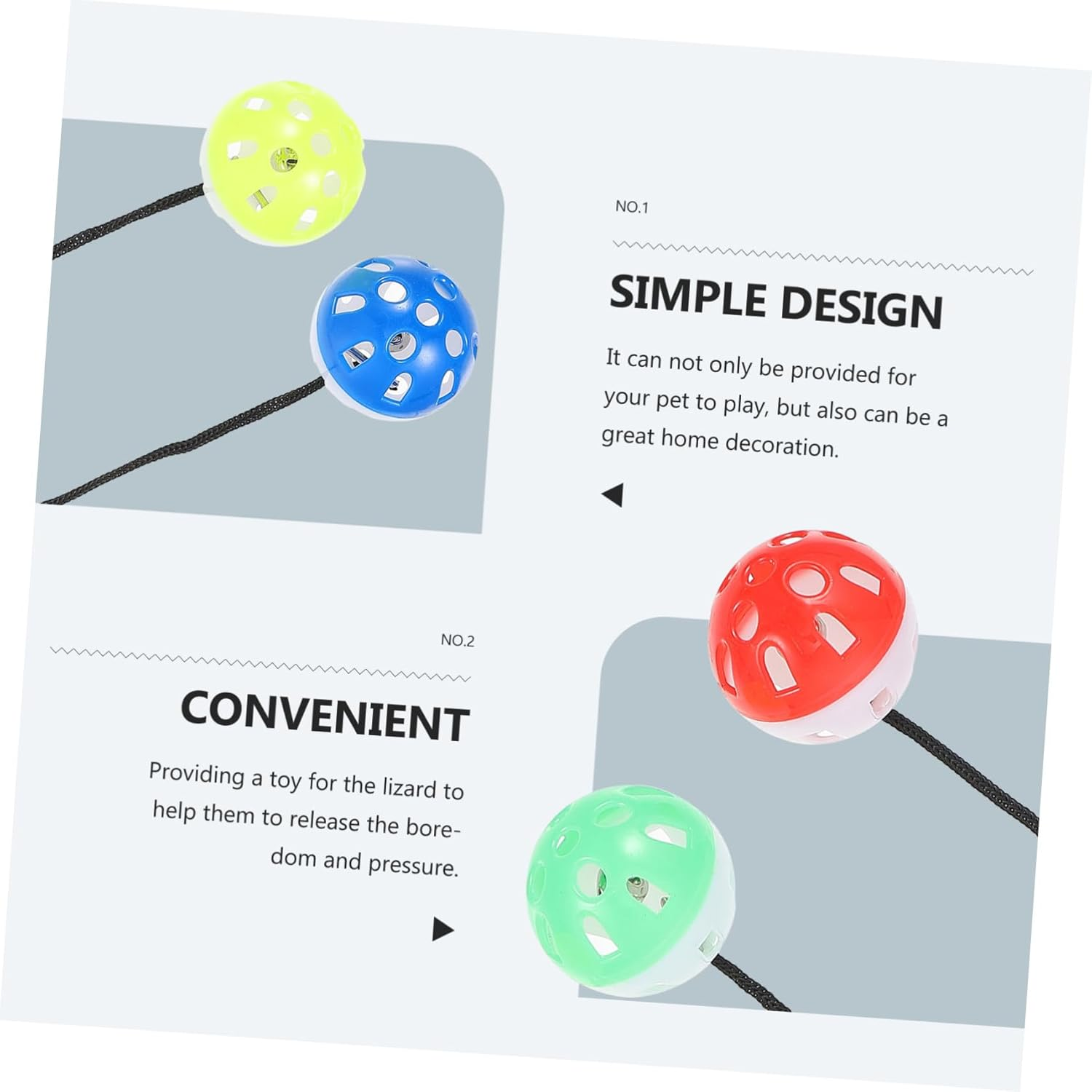 JOINPAYA 4Pcs Bell Balls Suction Cup and Rope for Household Reptile Toys Interactive Lizard Toy for Learning and Portable Pet Use image number 3