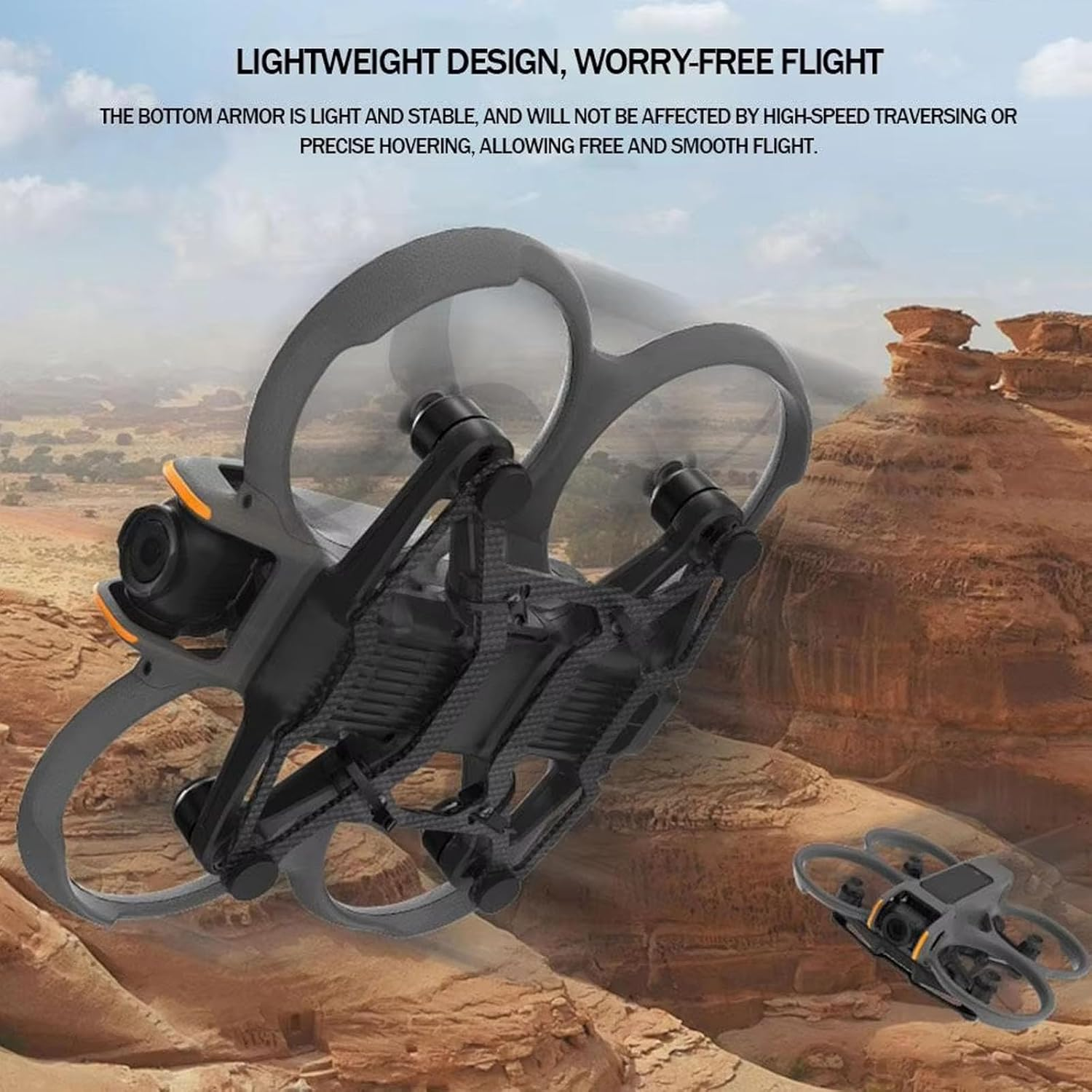 ZWLLKJGS Avata 2 Landing Gear for DJI Avata 2 Drone Accessories, Avata 2 Hull Undershell Protection, Carbon Fiber Drone Base Armor, Soft Rubber Pad, Avata 2 Body Frame Protector image number 4