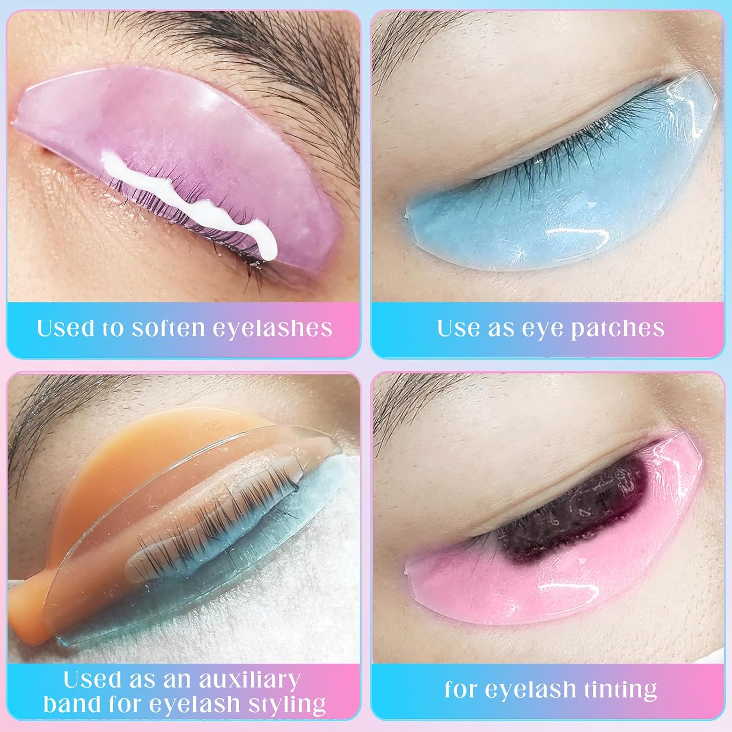 Self-Adhesive Eyelash Lifting Pads, Lash Lifting Pads, for Softening Eyelashes, Ideal for Salon and Home Use, 2 Pairs (1 Pink + 1 Blue) image number 4
