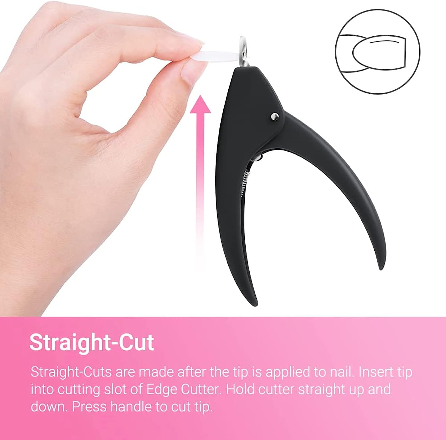 Professional Acrylic Nail Clippers Fake False Nail Tip Cutter Nail Trimmer for Artificial Nail Extension Manicure Pedicure Sharp Blade Nail Art Tool Beauty Salon Nail Tech Home DIY Use (Black) - Pink image number 4